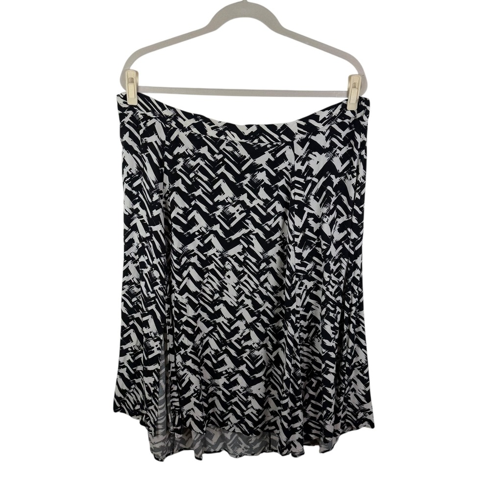 Eloquii Abstract Print Midi Skirt Size 22 Lightweight Flowy Office Pull On Comfy